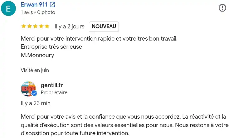 Avis client google