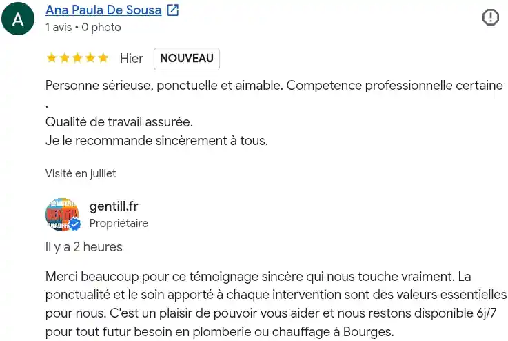 Avis client google