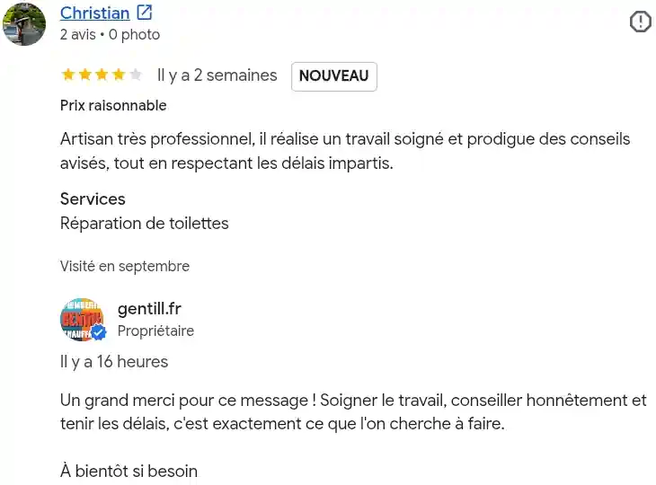 Avis client google