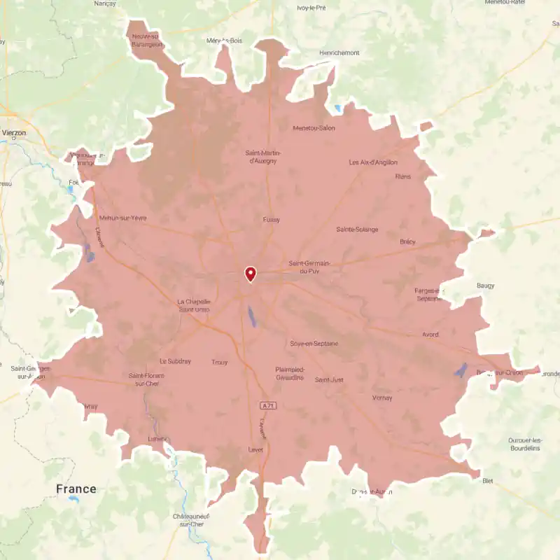 Zone d'intervention plomberie chauffage Bourges et alentours