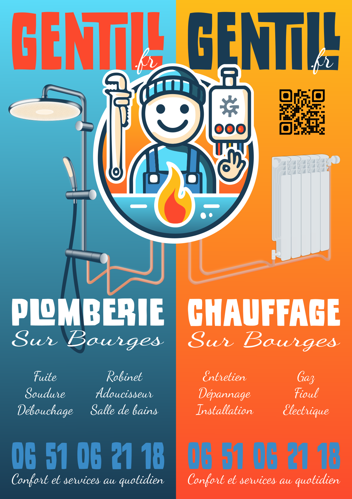 Affiche publicitaire de Gentill plombier chauffagiste